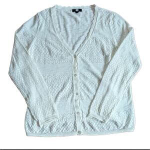 Frye Romantic Boho Style Scalloped Hem Eyelet Lace Lightweight Cardigan Sweater